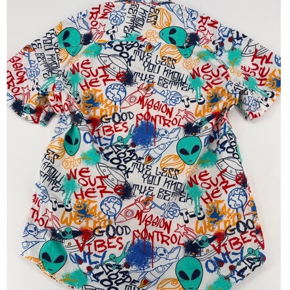 Eighty Eight Graphic Button Up Shirt Alien Space Print L - Picture 2 of 14